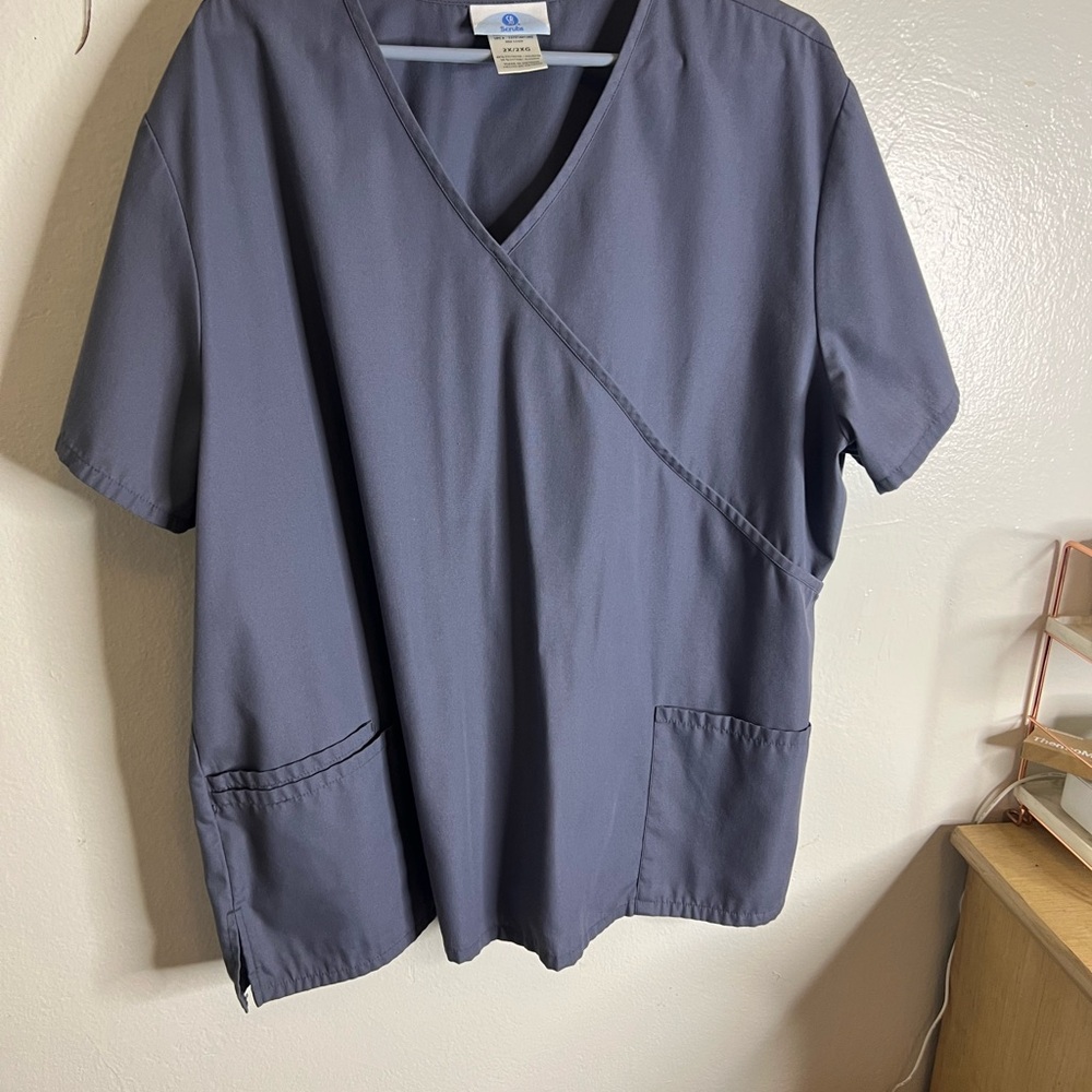 Smart Scrubs Women's Crossover V-Neck Top - Slate Blue